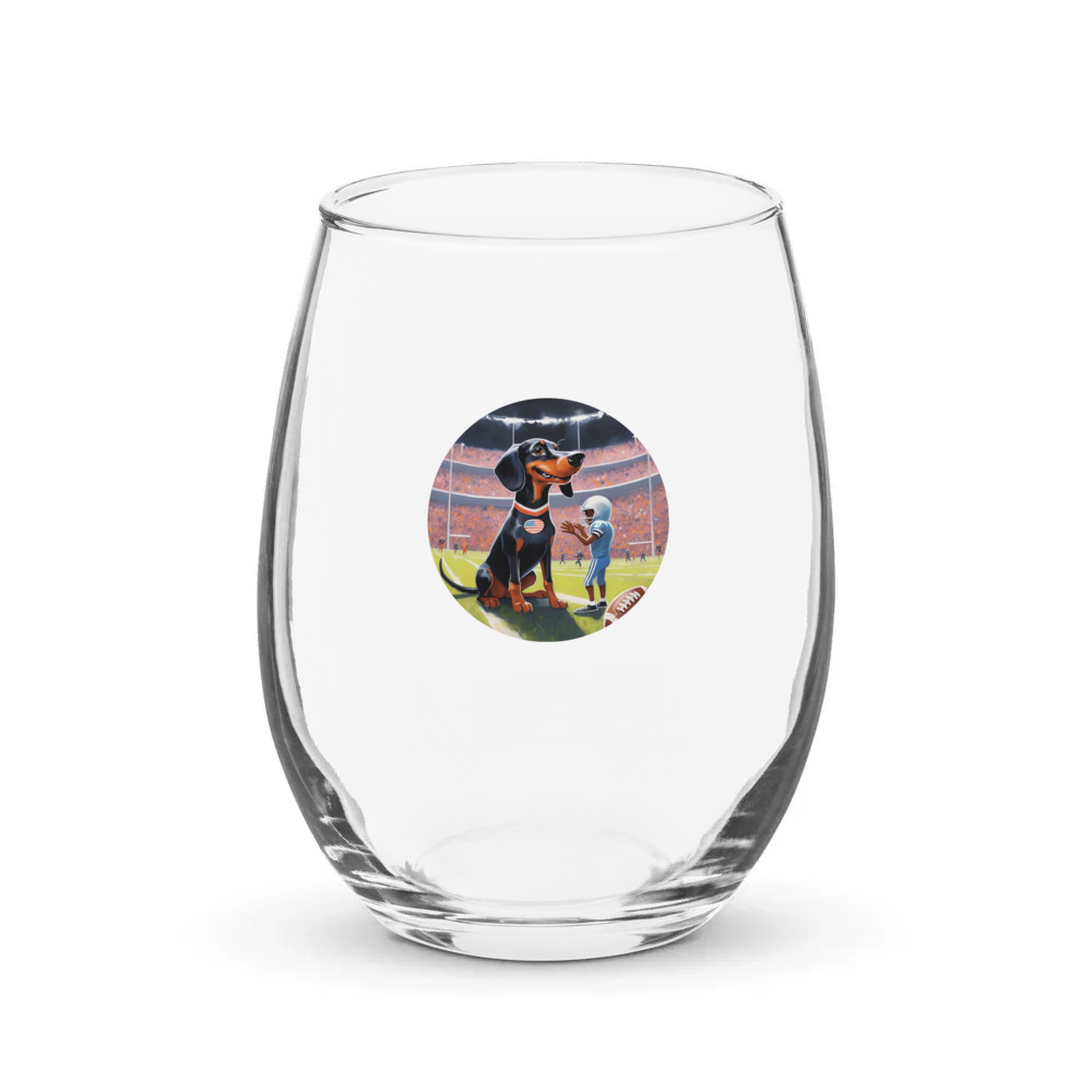 PugMug Custom Black Dachshund Stemless Wine Glass