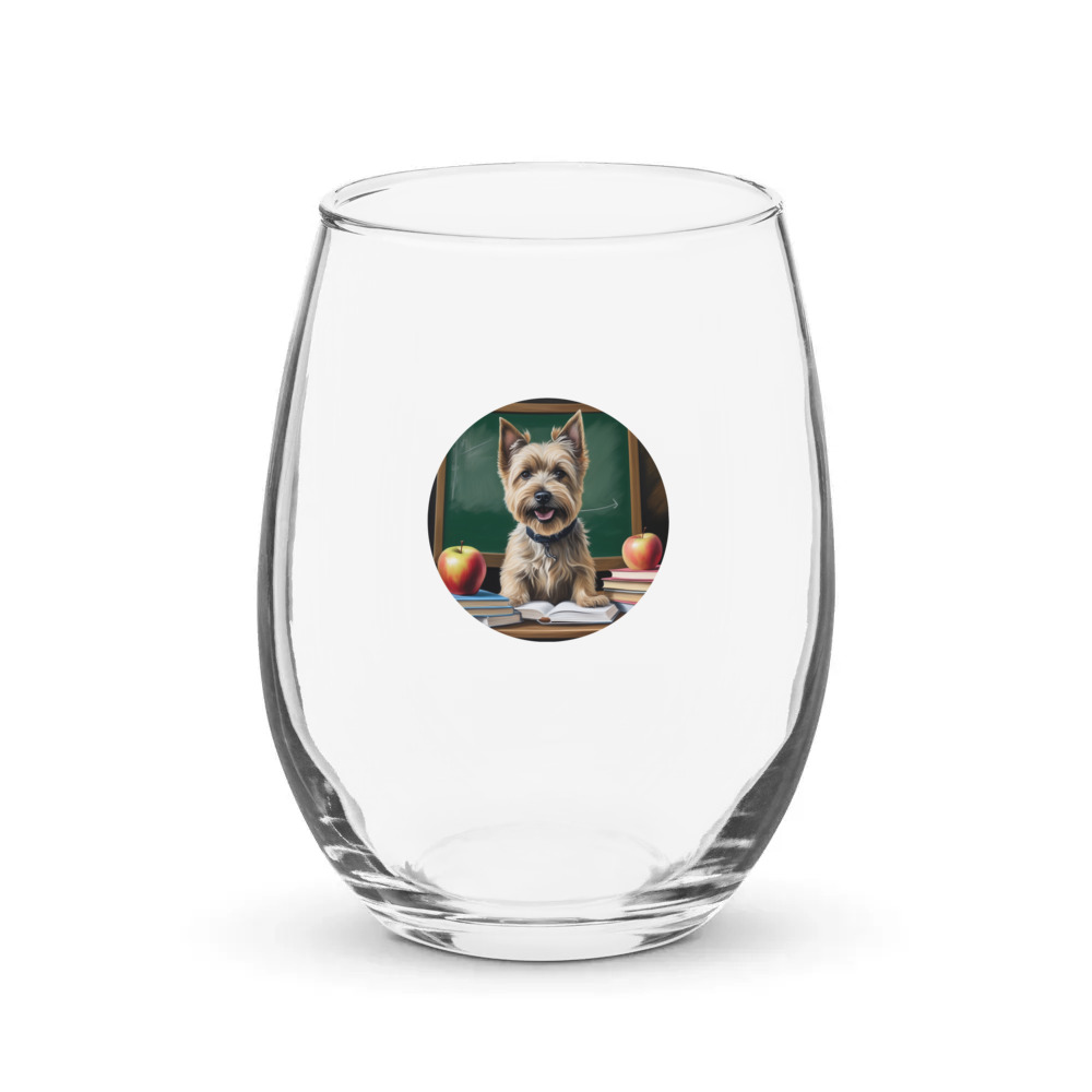 PugMug Custom Cairn Terrier Stemless Wine Glass