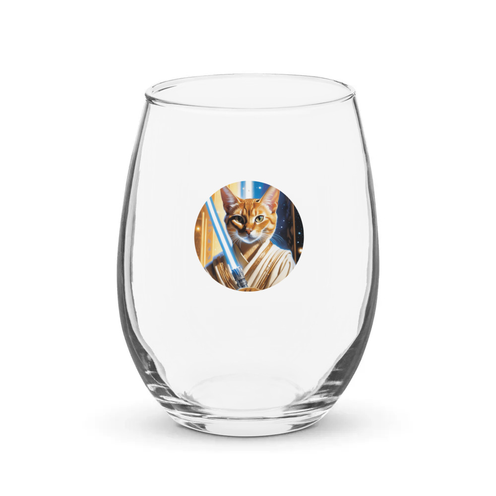 PugMug Custom White Abyssinian Cat Stemless Wine Glass