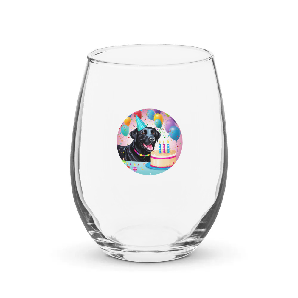 PugMug Custom Black Labrador Retriever Stemless Wine Glass