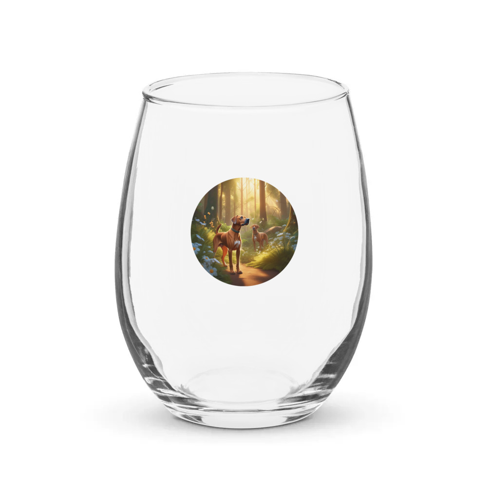 PugMug Custom Rhodesian Ridgeback Stemless Wine Glass