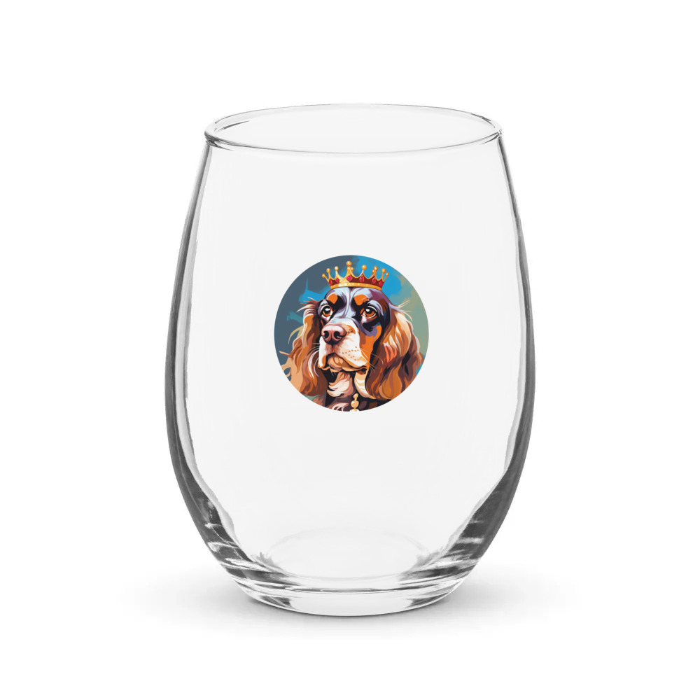 PugMug Custom English Cocker Spaniel Stemless Wine Glass