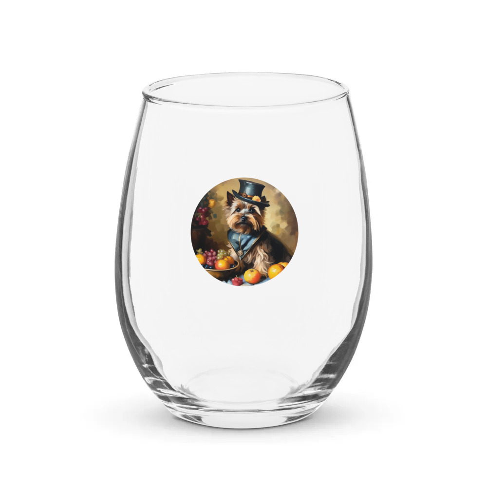 PugMug Custom Cairn Terrier Stemless Wine Glass