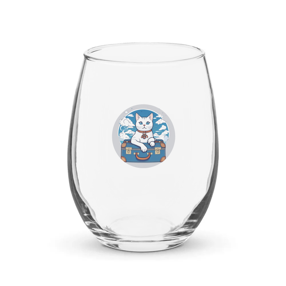 PugMug Custom White Companion Cat Stemless Wine Glass