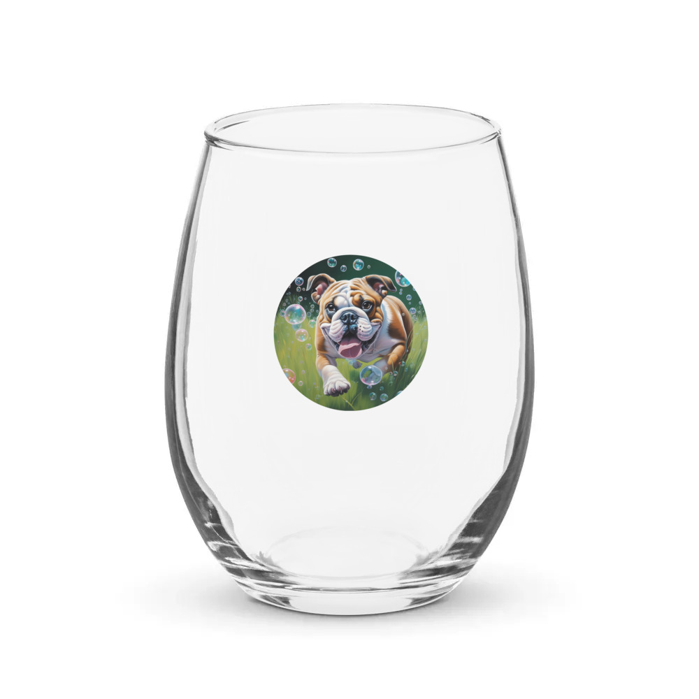 PugMug Custom Bulldog Stemless Wine Glass