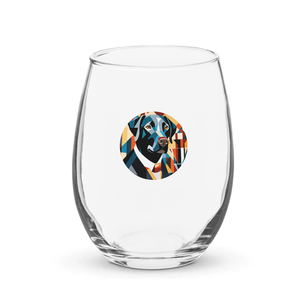 PugMug Custom Black Labrador Retriever Stemless Wine Glass