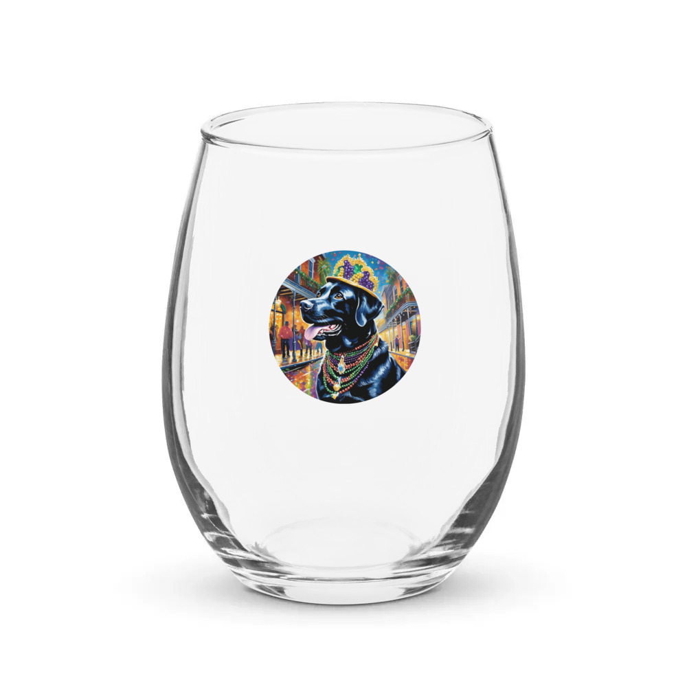 PugMug Custom Black Labrador Retriever Stemless Wine Glass