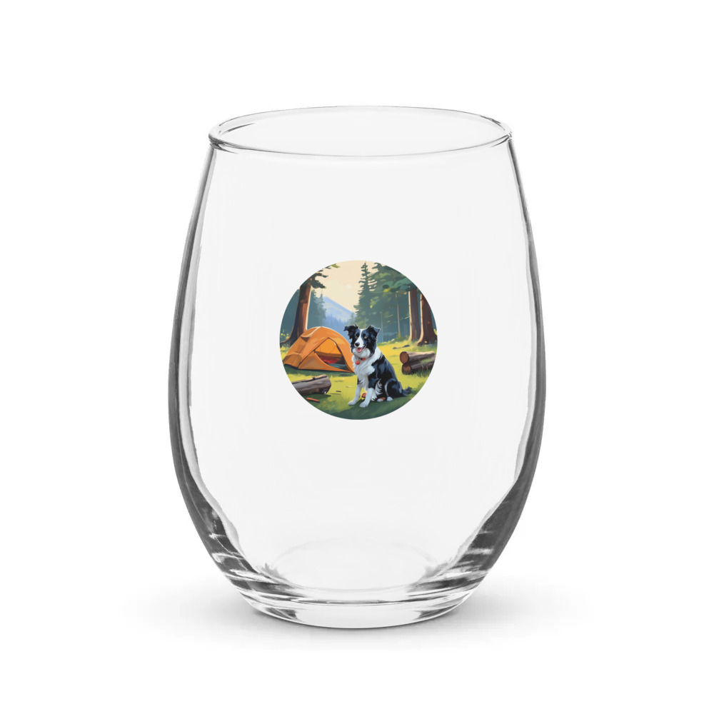PugMug Custom Border Collie Stemless Wine Glass