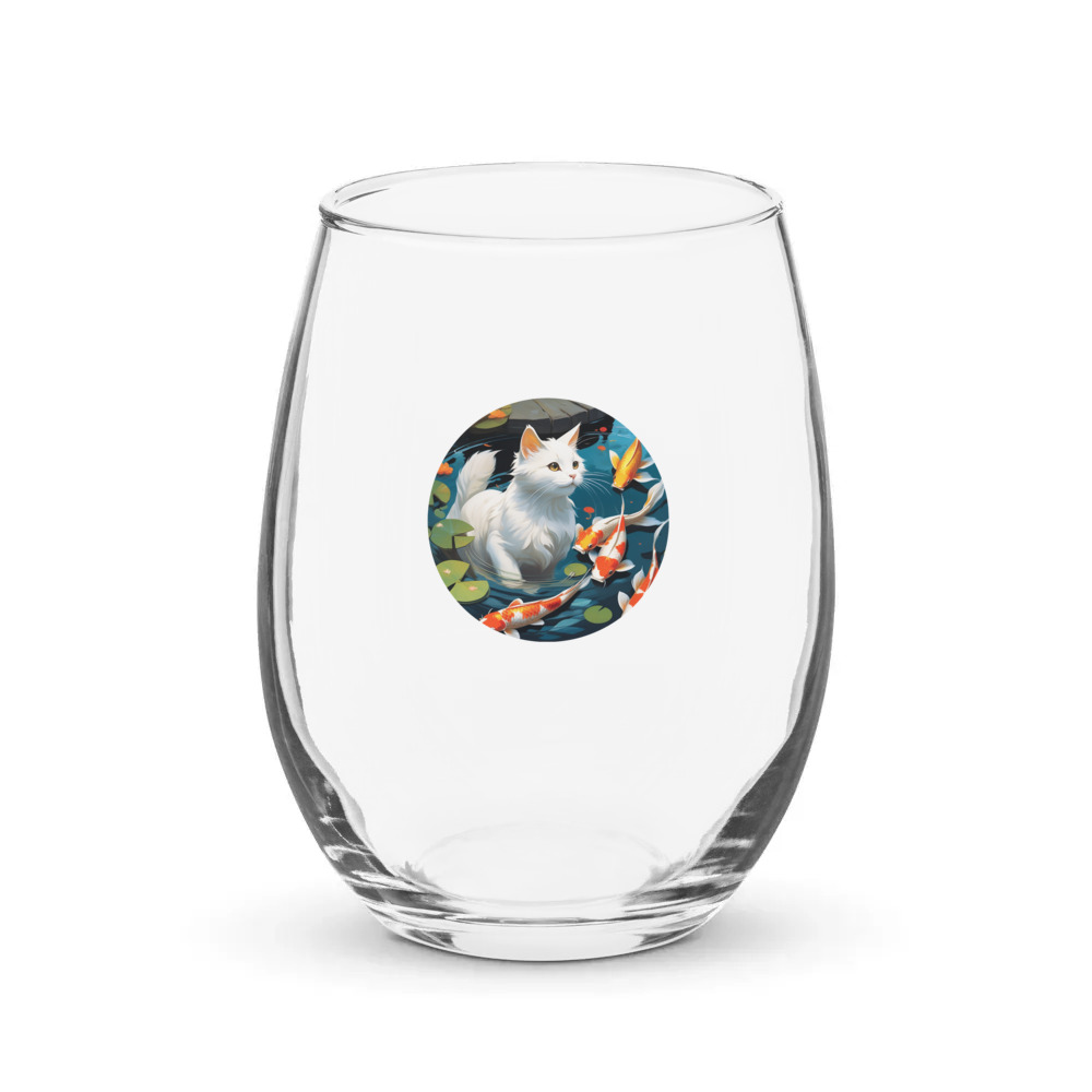 PugMug Custom White Companion Cat Stemless Wine Glass