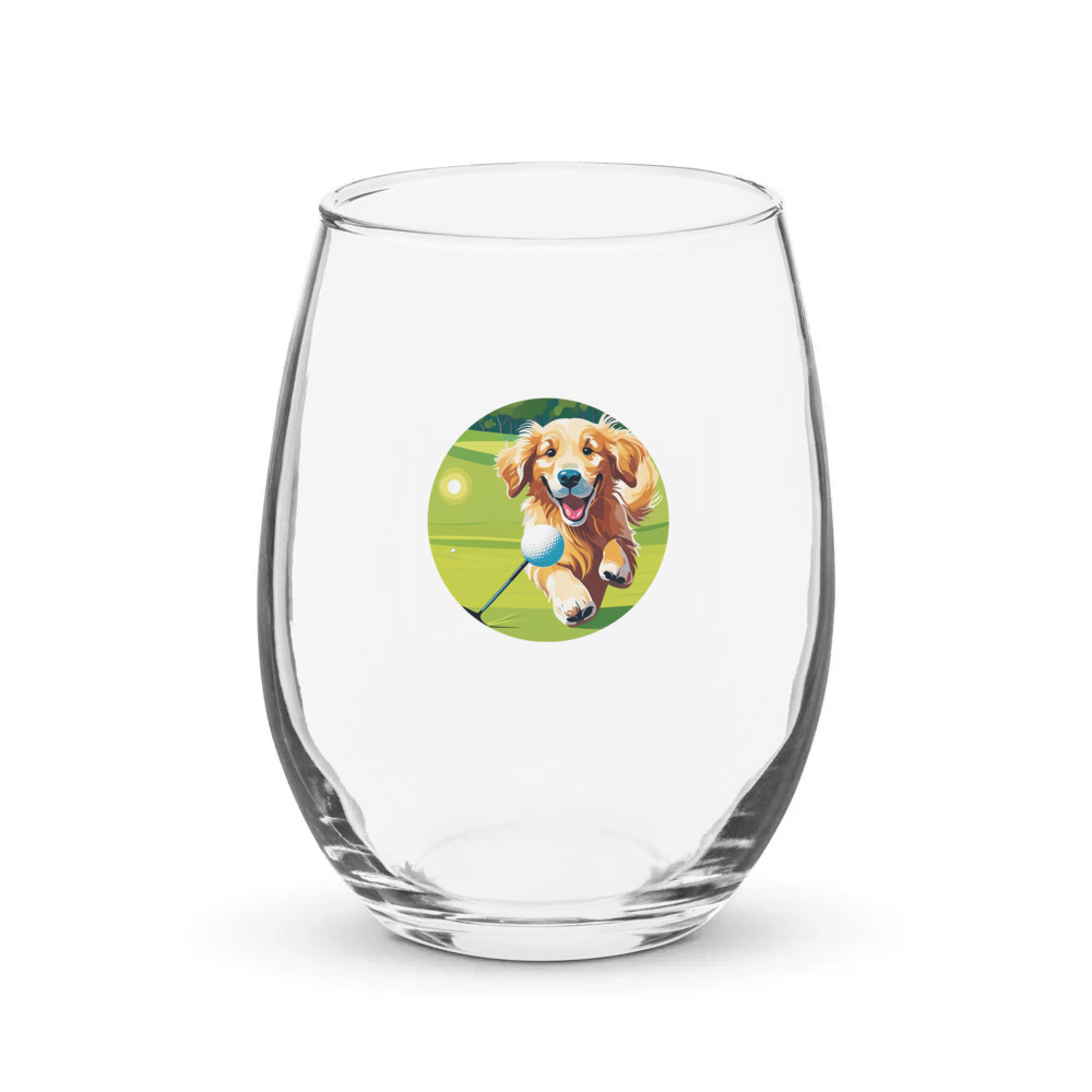 PugMug Custom Golden Retriever Stemless Wine Glass
