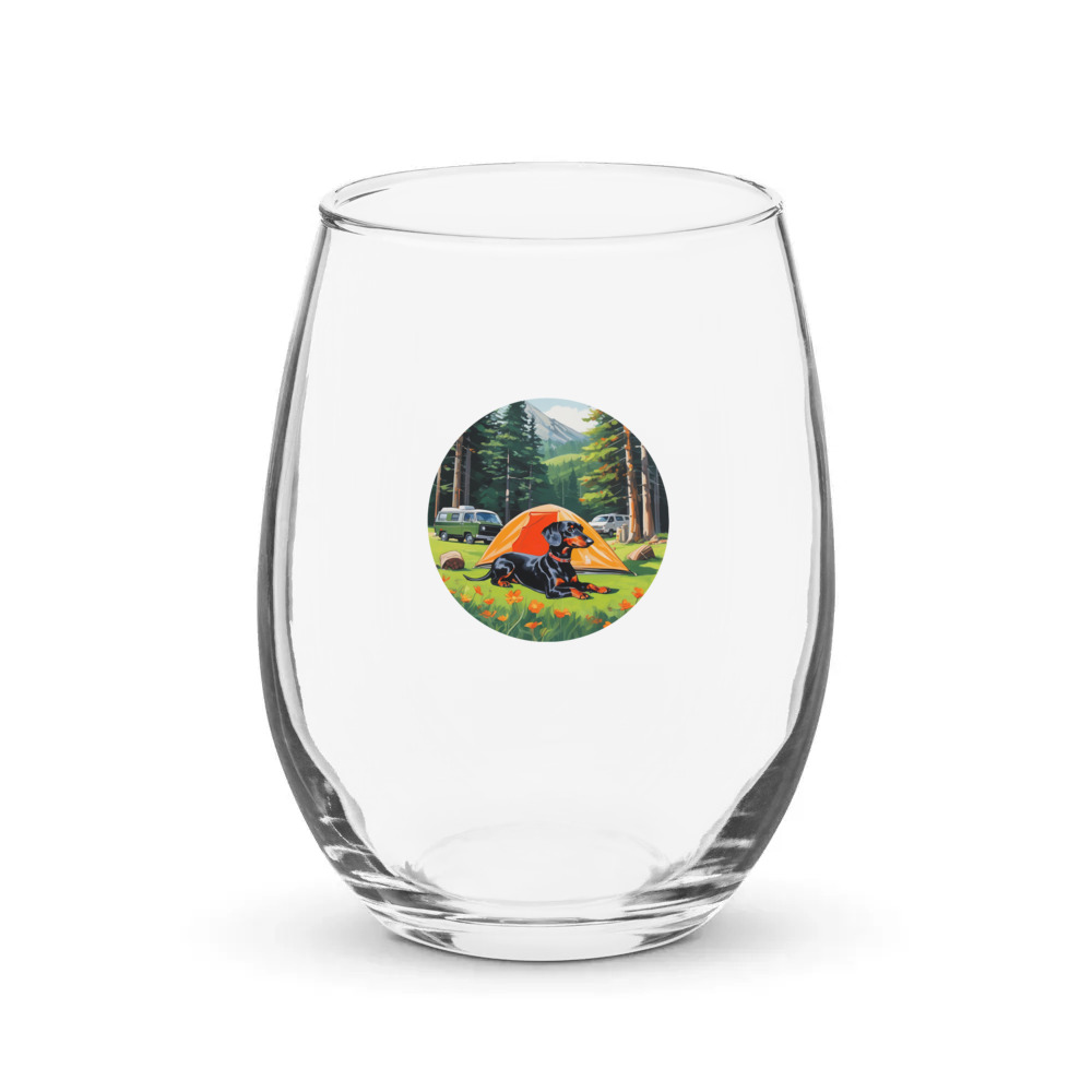 PugMug Custom Black Dachshund Stemless Wine Glass