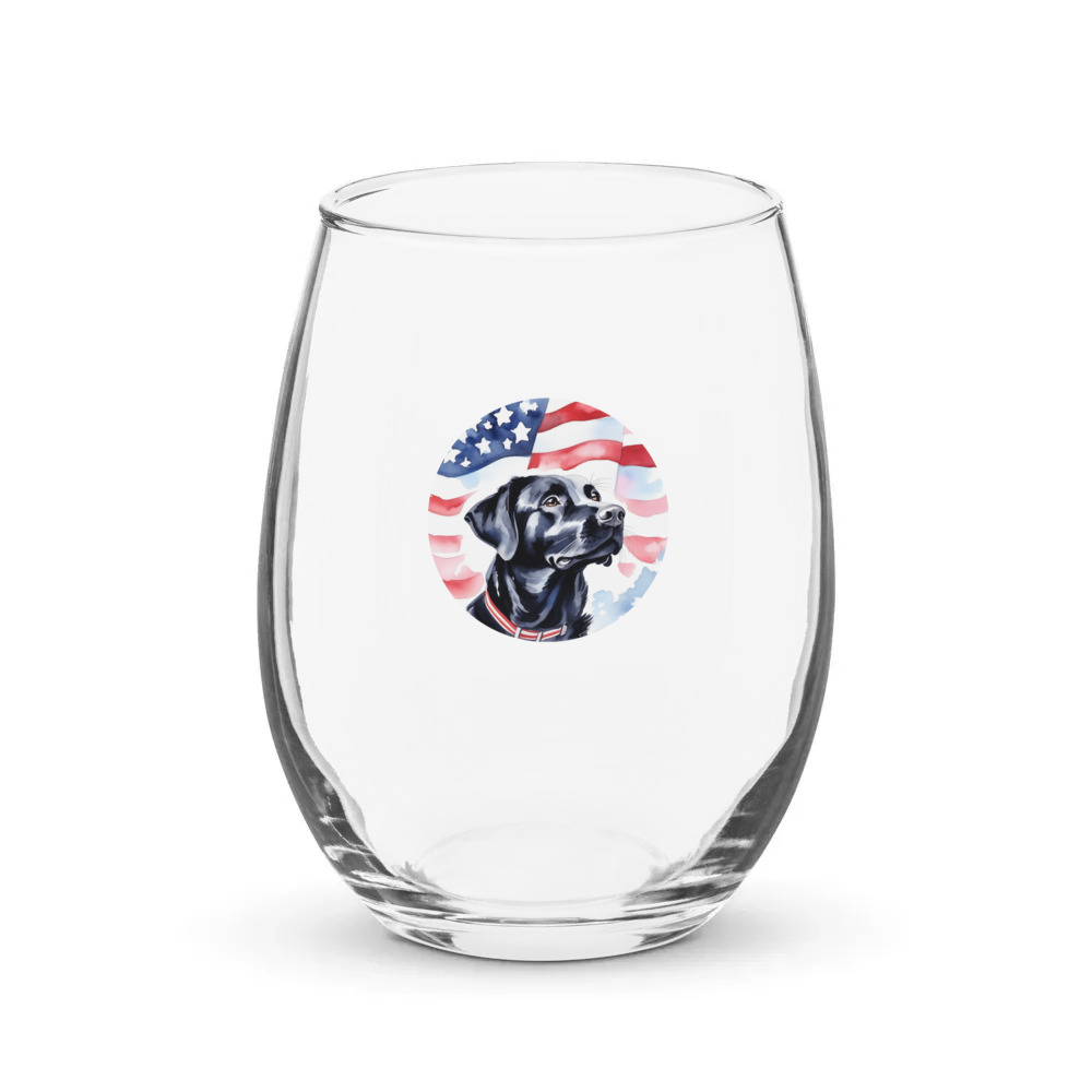 PugMug Custom Black Labrador Retriever Stemless Wine Glass