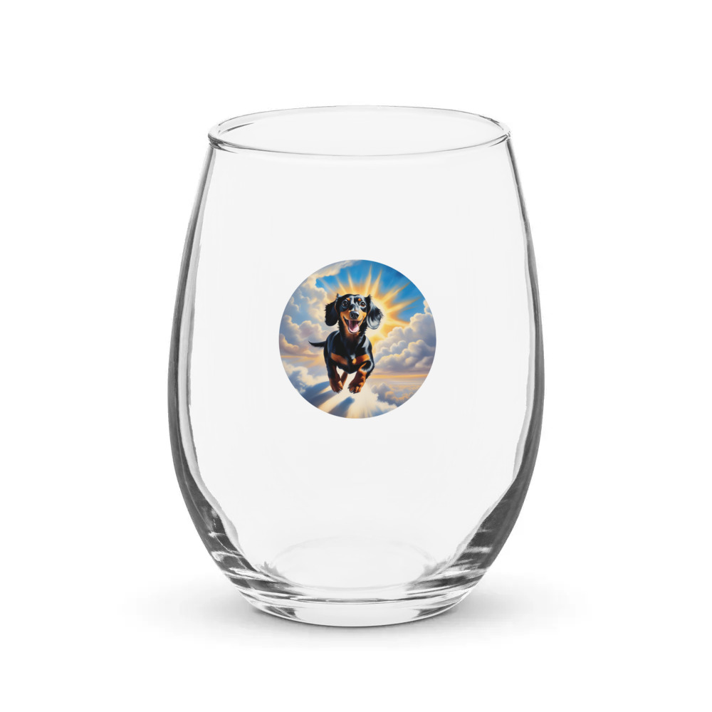 PugMug Custom Black Dachshund Stemless Wine Glass