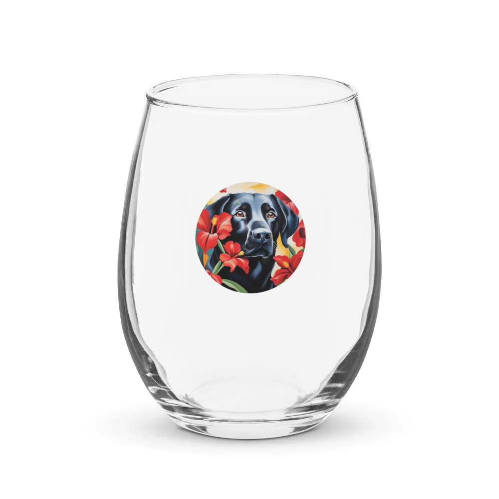 PugMug Custom Black Labrador Retriever Stemless Wine Glass
