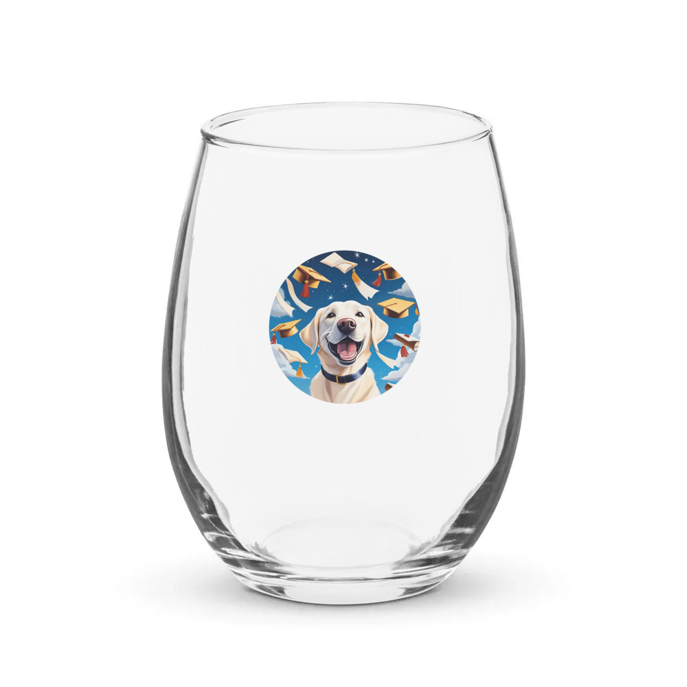 PugMug Custom White Labrador Retriever Stemless Wine Glass