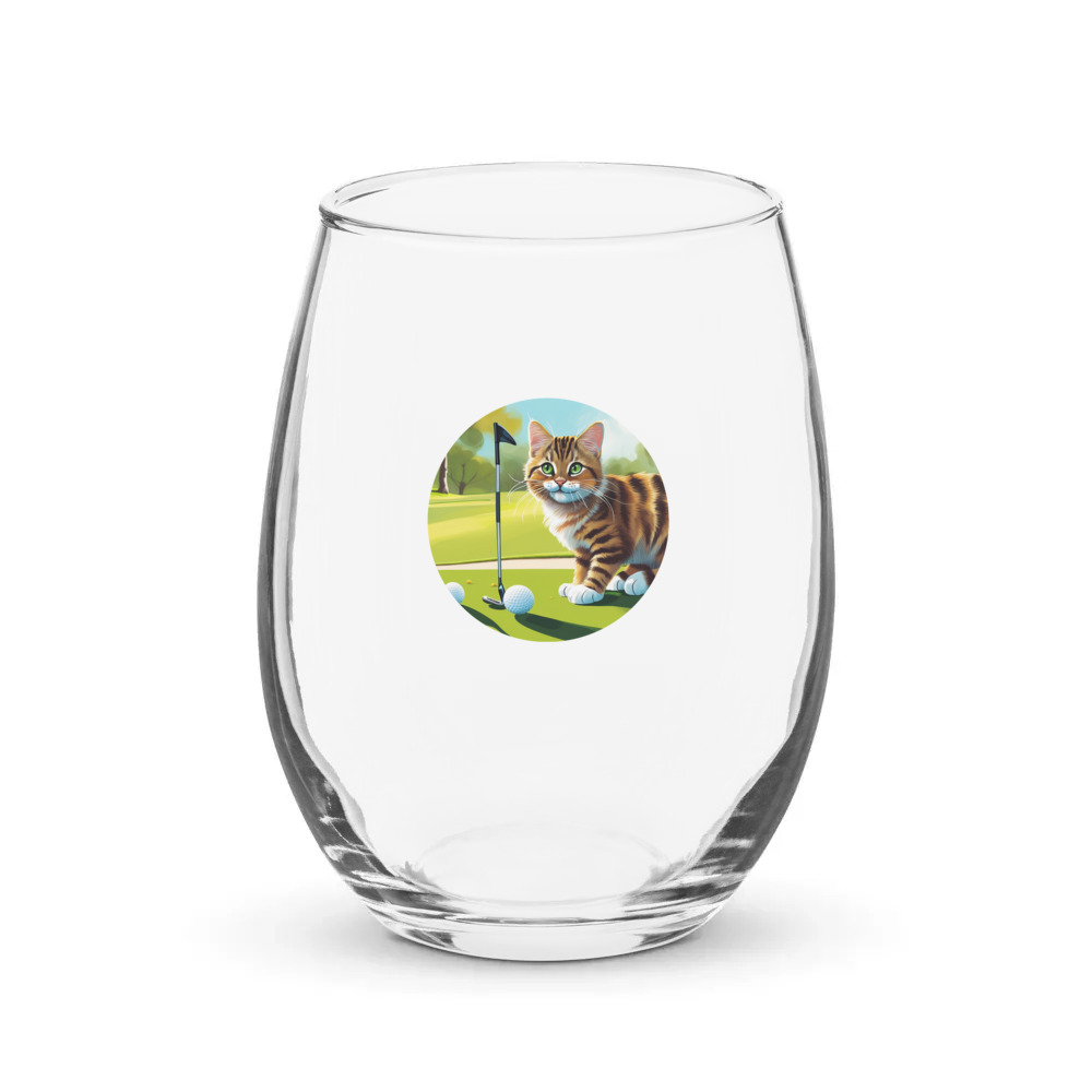 PugMug Custom Tabby Exotic Cat Stemless Wine Glass