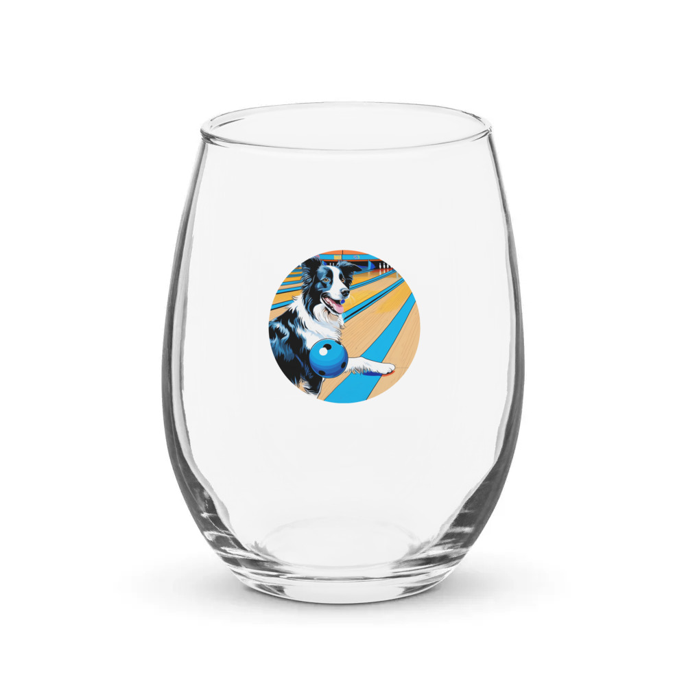 PugMug Custom Border Collie Stemless Wine Glass