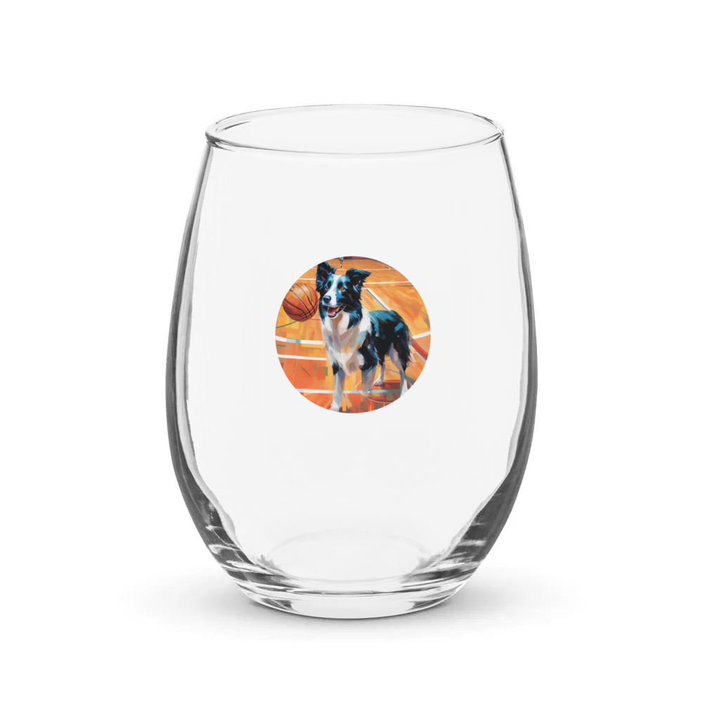 PugMug Custom Border Collie Stemless Wine Glass