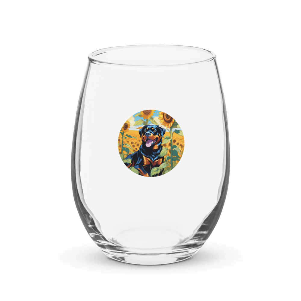 PugMug Custom Rottweiler Stemless Wine Glass