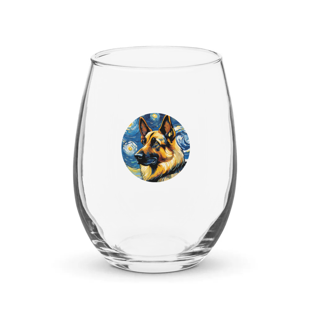 PugMug Custom German Shepherd Dog Stemless Wine Glass