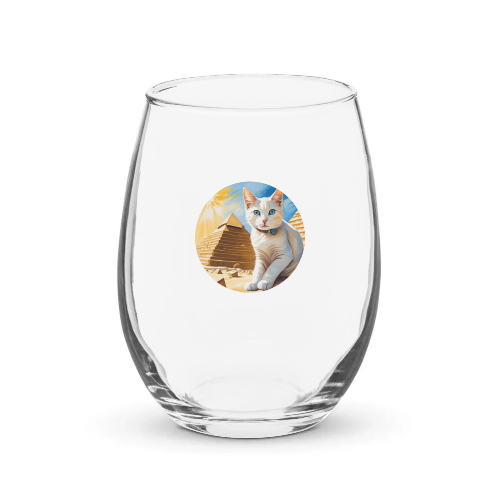 PugMug Custom White Companion Cat Stemless Wine Glass