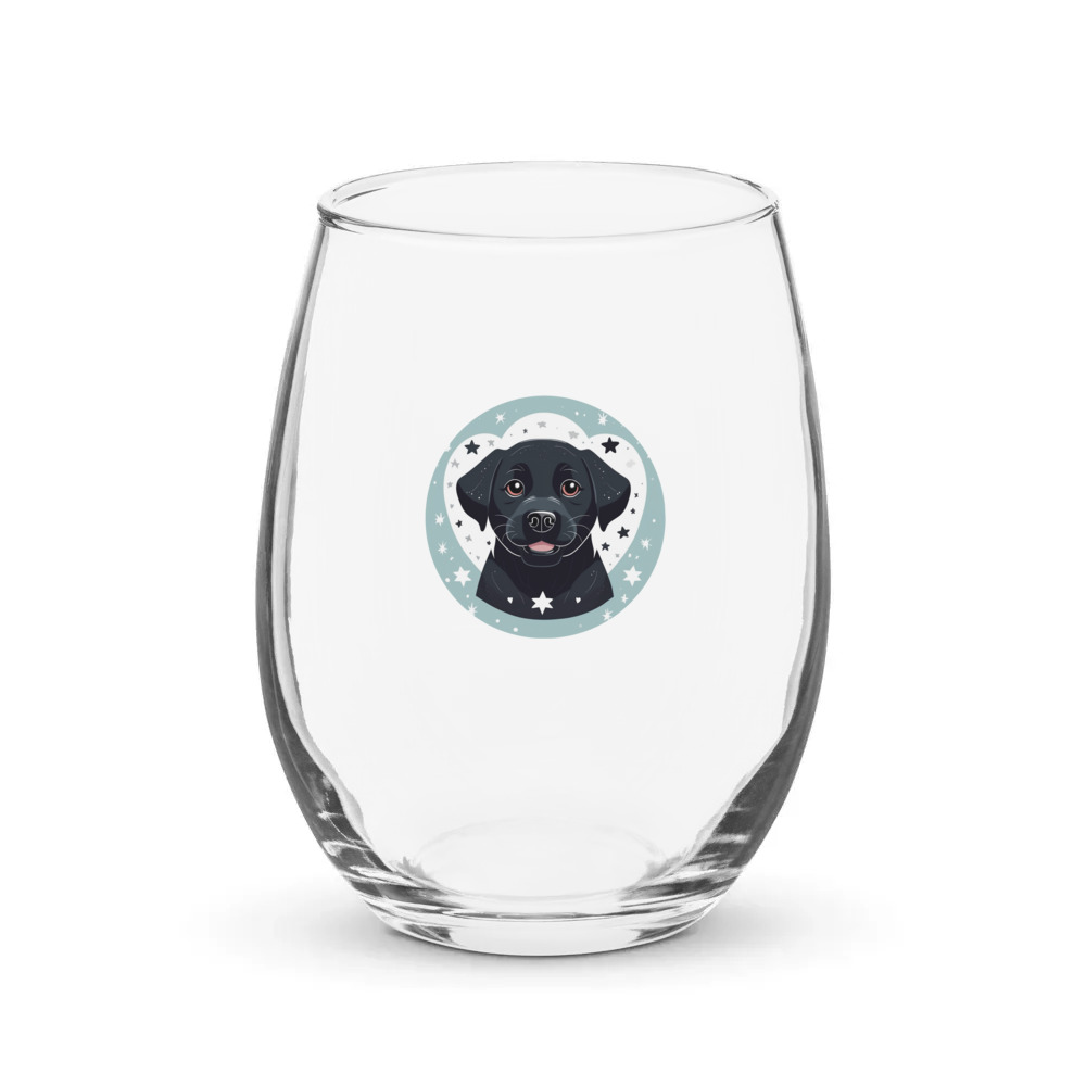 PugMug Custom Black Labrador Retriever Stemless Wine Glass
