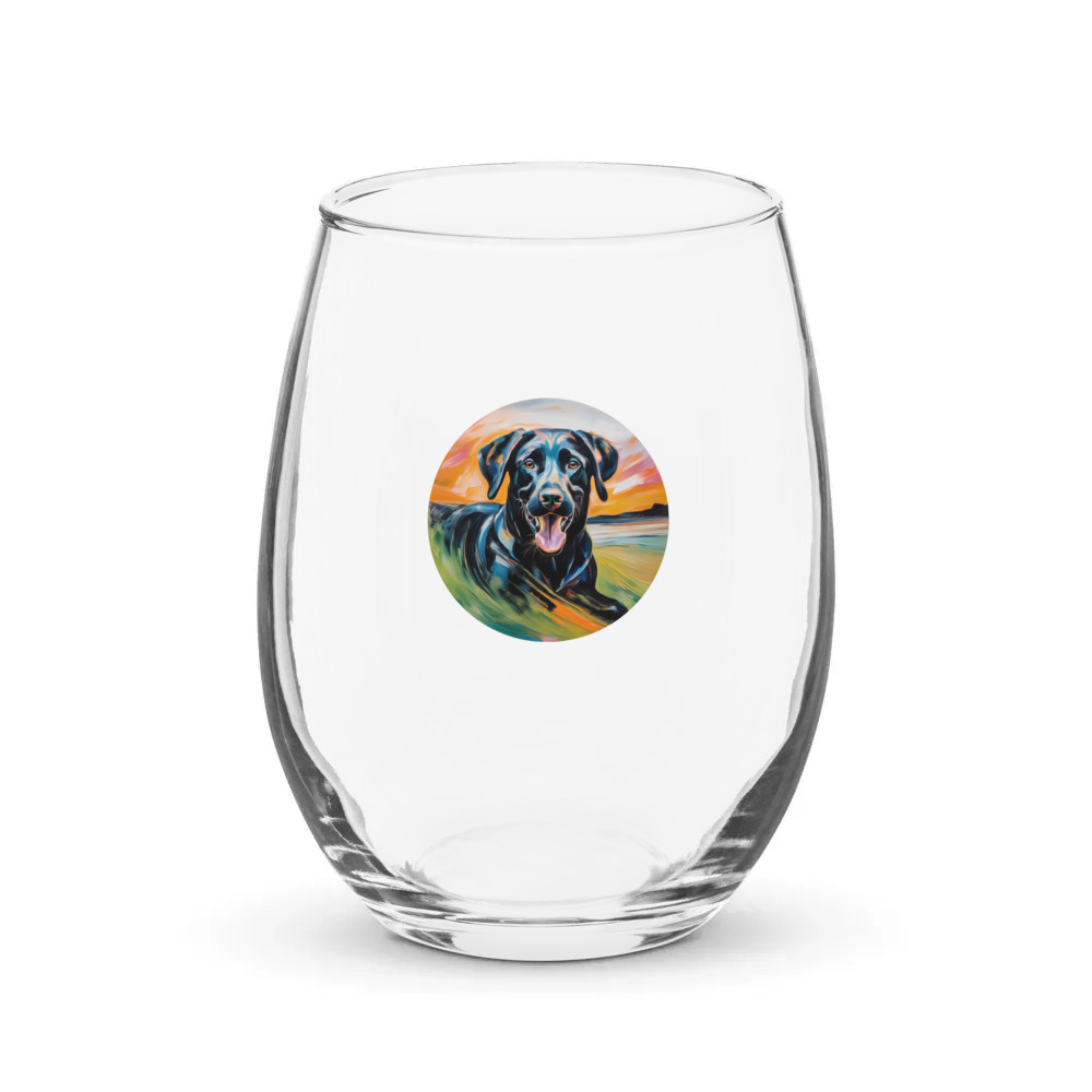 PugMug Custom Black Labrador Retriever Stemless Wine Glass
