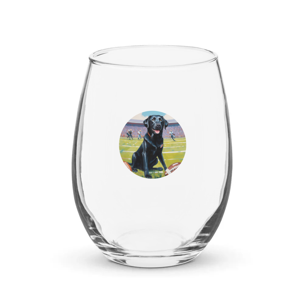 PugMug Custom Black Labrador Retriever Stemless Wine Glass