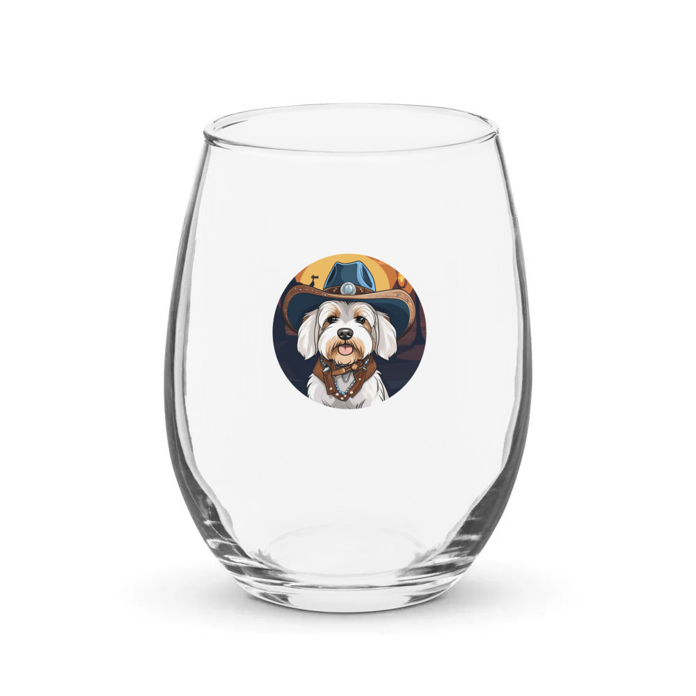 PugMug Custom White Havanese Dog Stemless Wine Glass