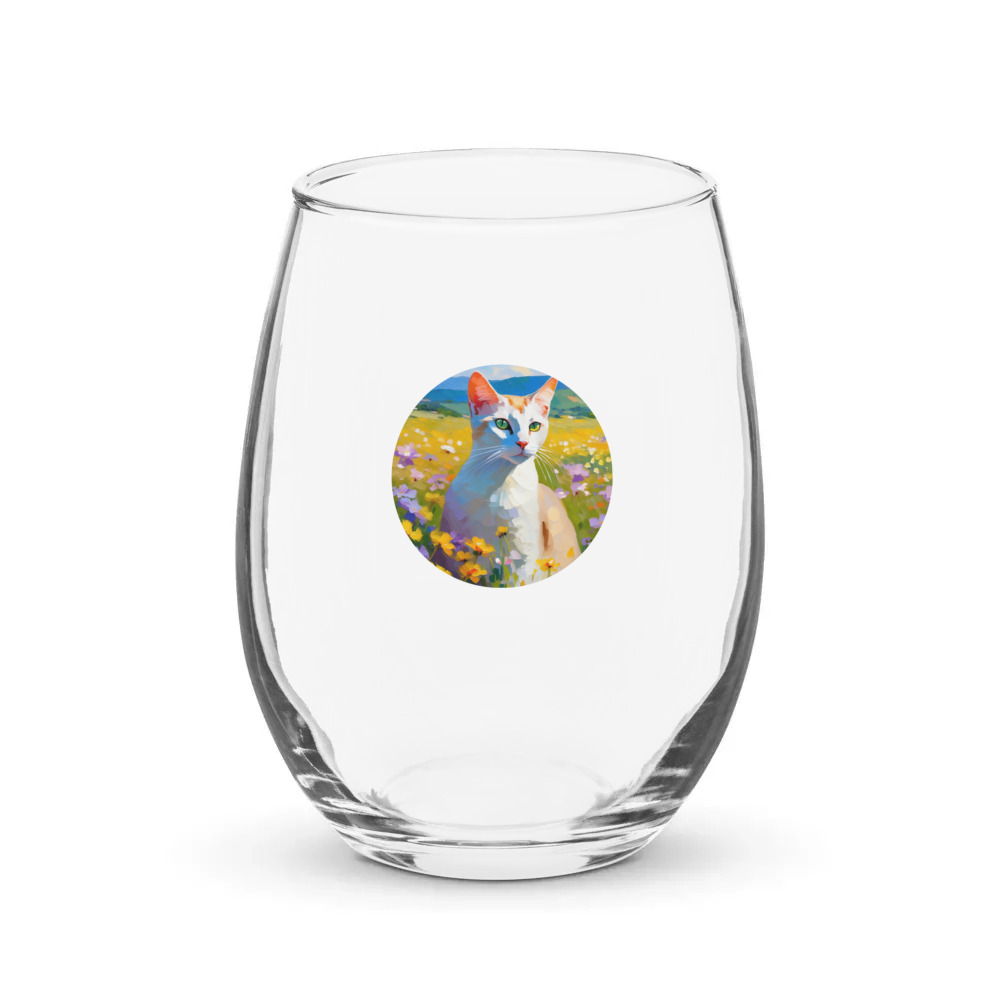 PugMug Custom White Abyssinian Cat Stemless Wine Glass