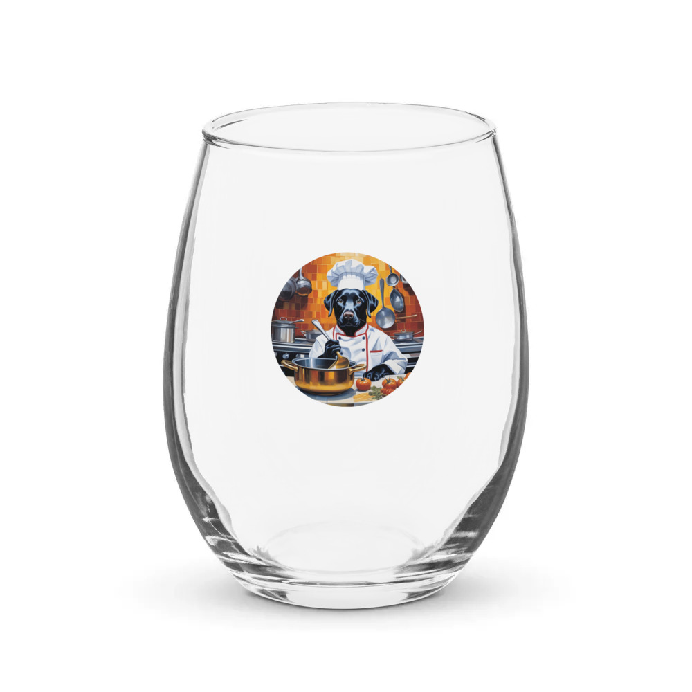 PugMug Custom Black Labrador Retriever Stemless Wine Glass