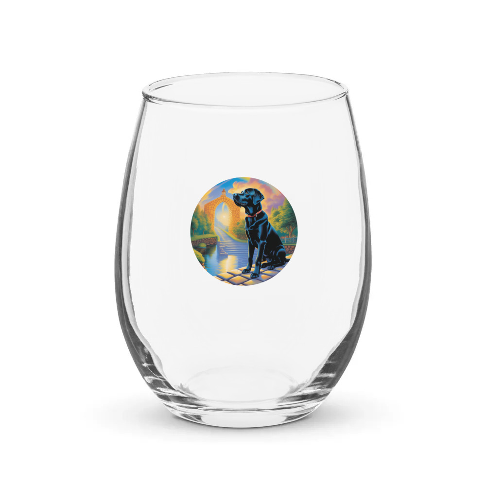 PugMug Custom Black Labrador Retriever Stemless Wine Glass