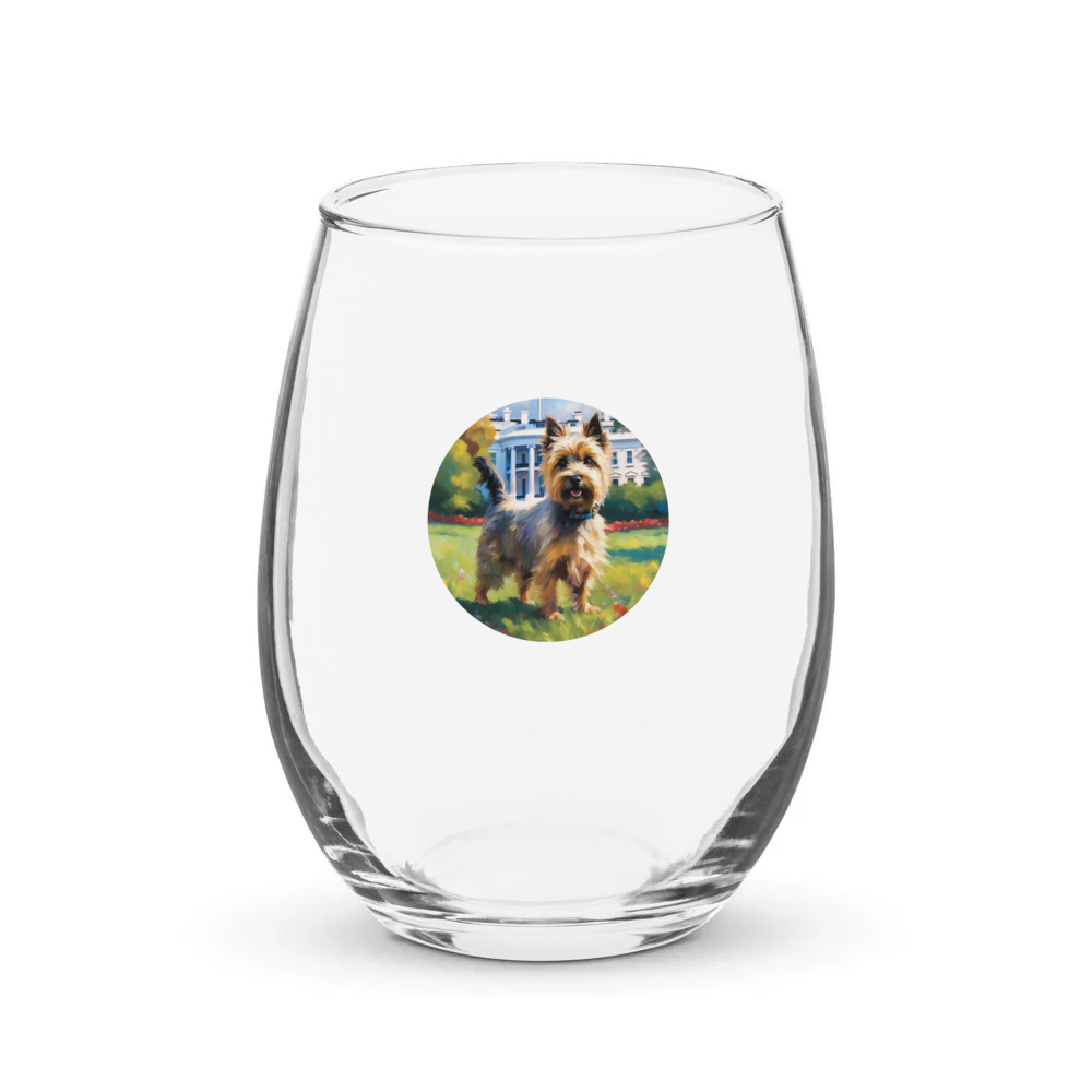 PugMug Custom Cairn Terrier Stemless Wine Glass