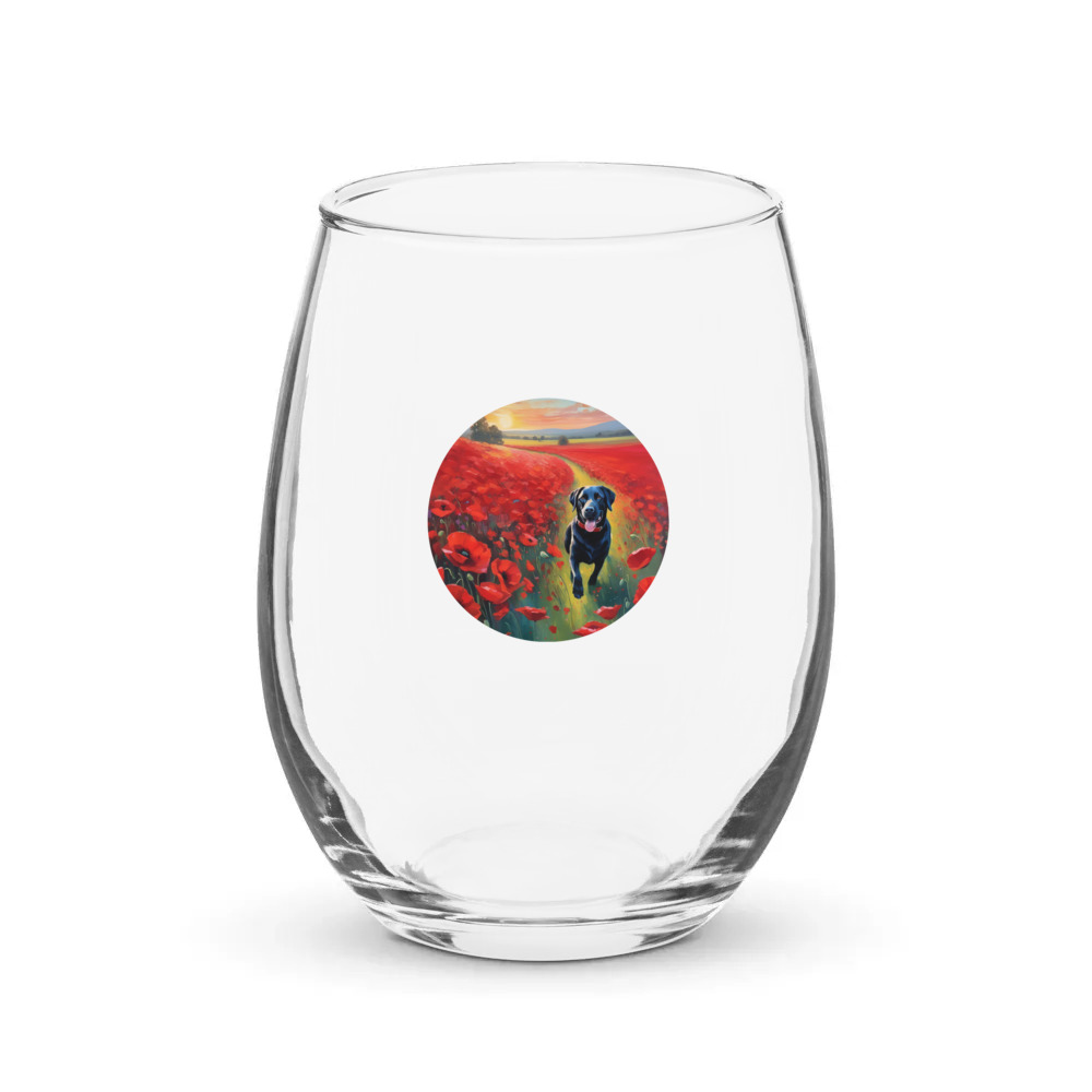 PugMug Custom Black Labrador Retriever Stemless Wine Glass
