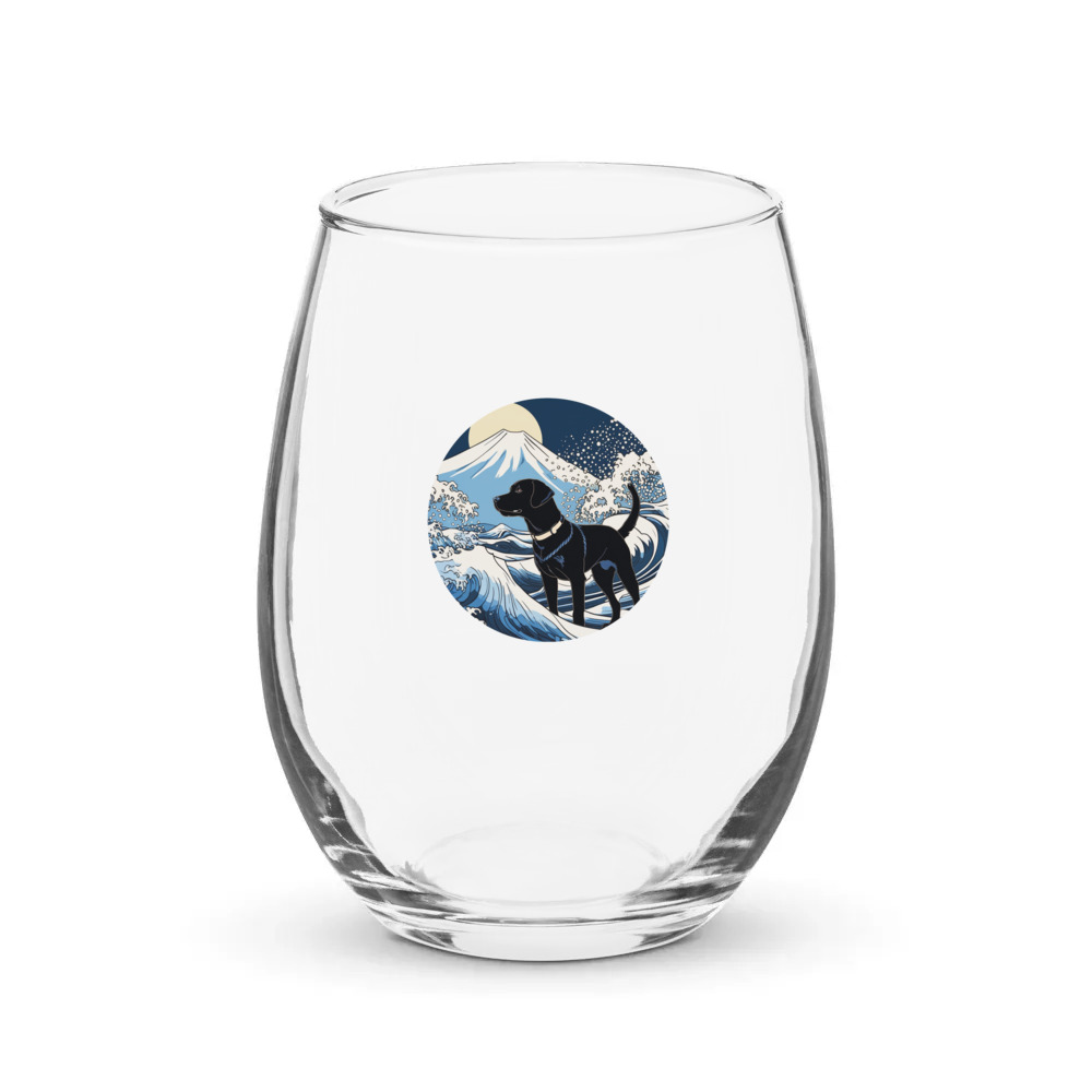 PugMug Custom Black Labrador Retriever Stemless Wine Glass