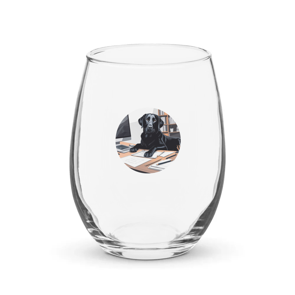 PugMug Custom Black Labrador Retriever Stemless Wine Glass