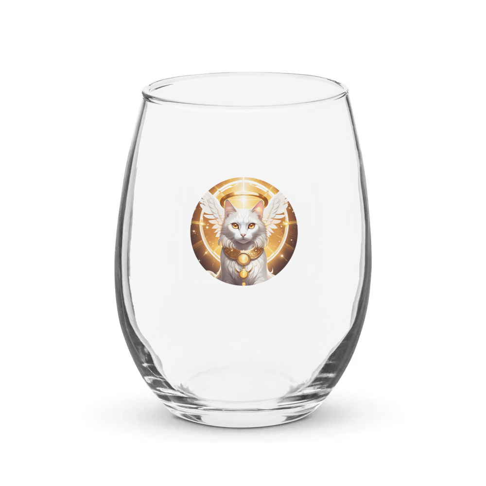 PugMug Custom White Companion Cat Stemless Wine Glass