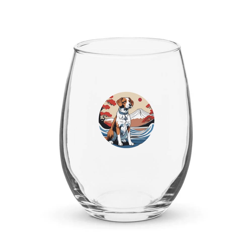 PugMug Custom Brittany Dog Stemless Wine Glass