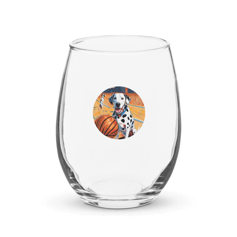 PugMug Custom Dalmatian Stemless Wine Glass