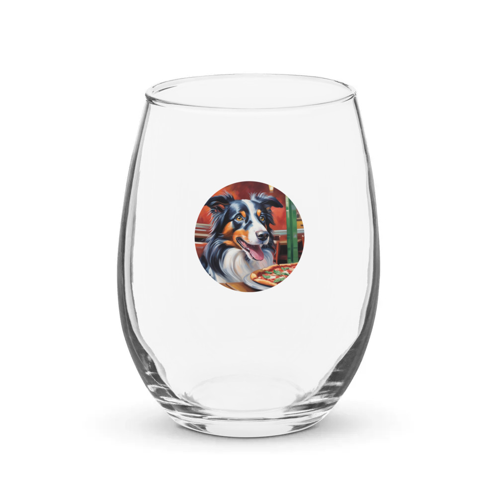 PugMug Custom Border Collie Stemless Wine Glass