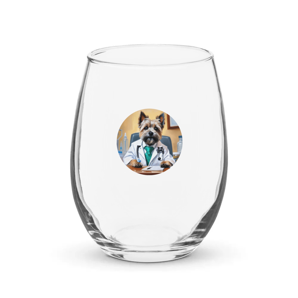 PugMug Custom Cairn Terrier Stemless Wine Glass