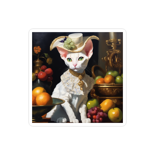 PugMug Custom White Devon Rex Cat Sticker