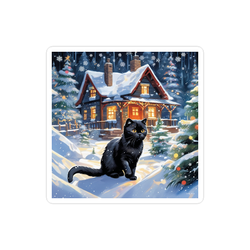 PugMug Custom Black Scottish Fold Cat Sticker