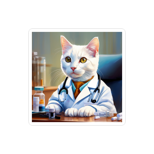 PugMug Custom White Companion Cat Sticker