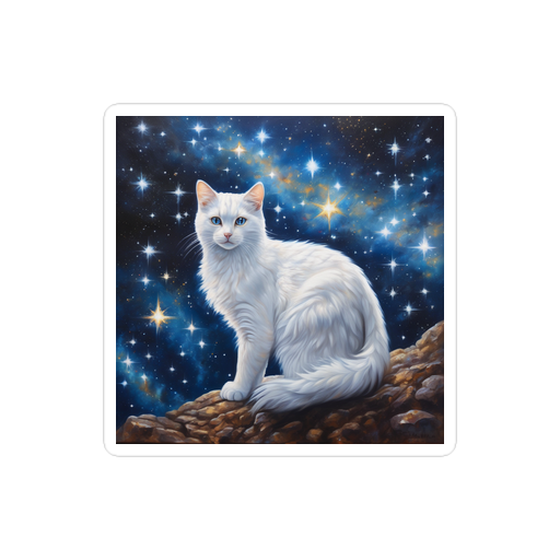 PugMug Custom White Companion Cat Sticker