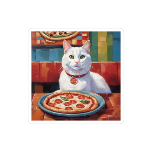 PugMug Custom White Companion Cat Sticker