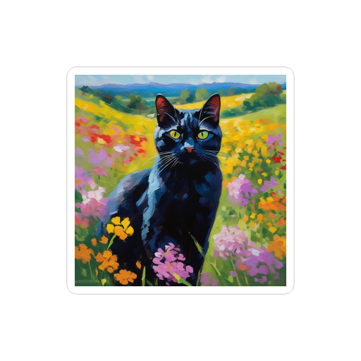 PugMug Custom Black American Shorthair Cat Sticker