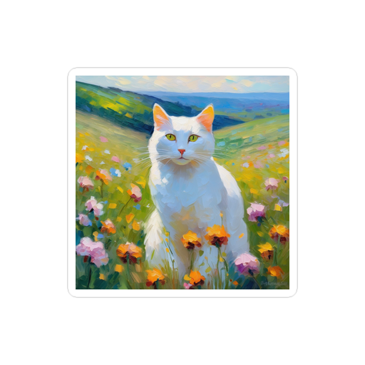 PugMug Custom White Companion Cat Sticker