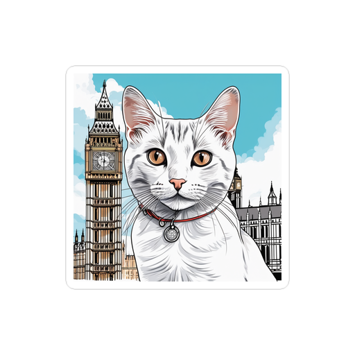 PugMug Custom White American Shorthair Cat Sticker