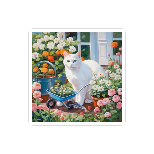 PugMug Custom White Companion Cat Sticker